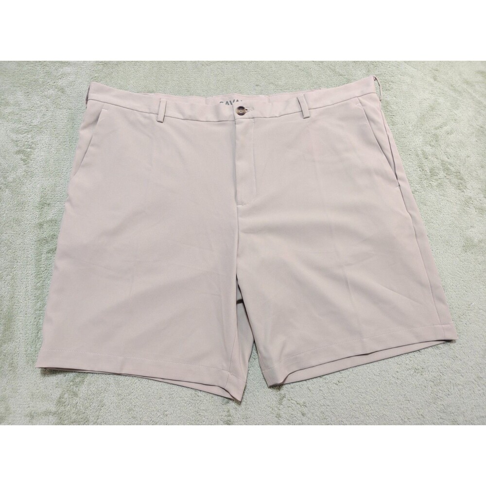 Savane Mens Sz 42 Khaki Beige Flat Front Casual Chino Golf Shorts Recycled Poly